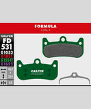 Galfer Pro bike disc brake pads for downhill and enduro racing, showing high-performance brake components with detailed friction surfaces.