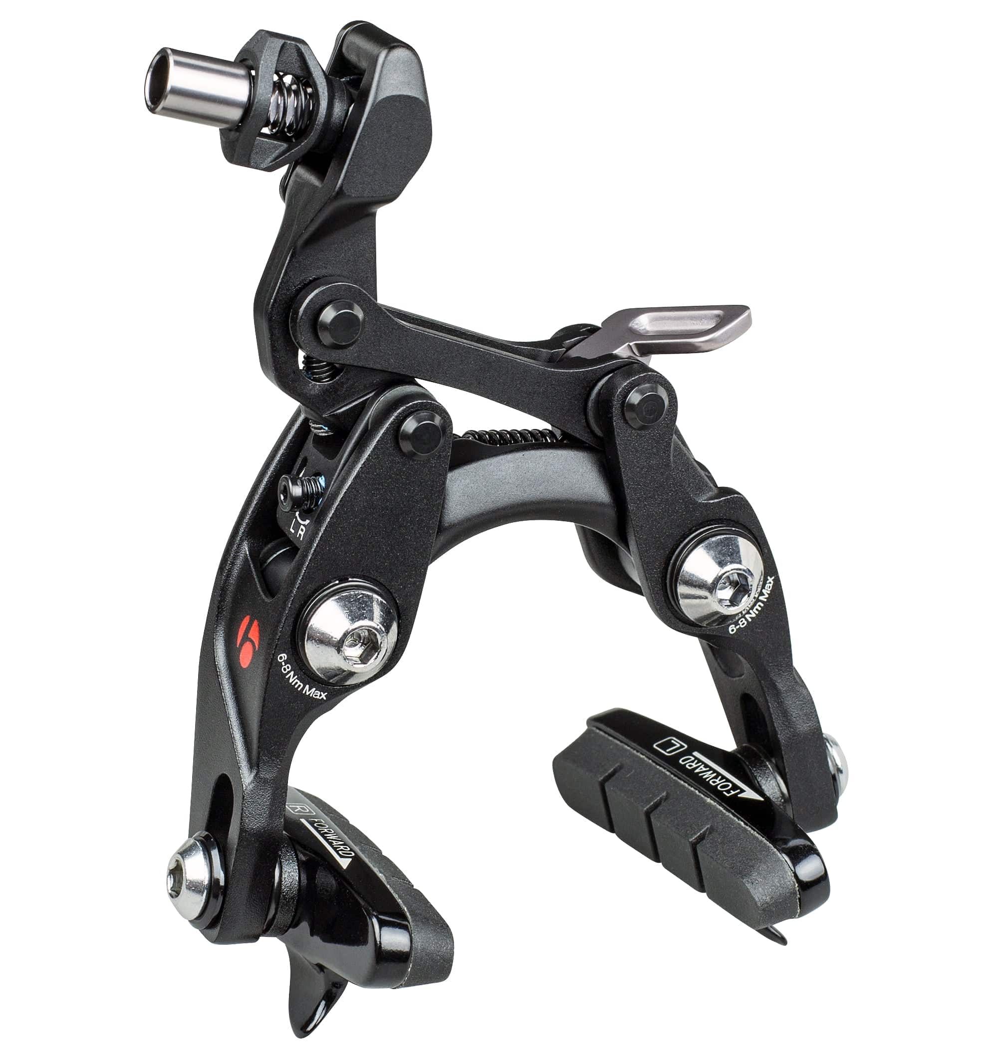 Bontrager Speed Stop integrated direct-mount bicycle brake caliper in black and dark grey, front or rear component with no lever shown.