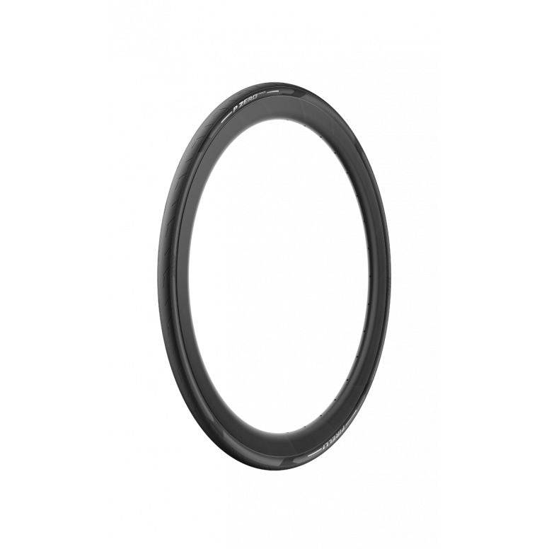 Pirelli P Zero Race high-performance road cycling racing tyre mounted on a bike wheel, showcasing sleek design and tread pattern.