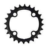 FSA Steel Modular MTB 2x11 Speed Chainring in black with 68x24T teeth and 4-hole compatibility, shown on a bike drivetrain.