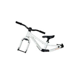 Kids Ride Shotgun Dirt Hero balance bike frame kit in Arctic Storm White, featuring durable accessories for young riders.
