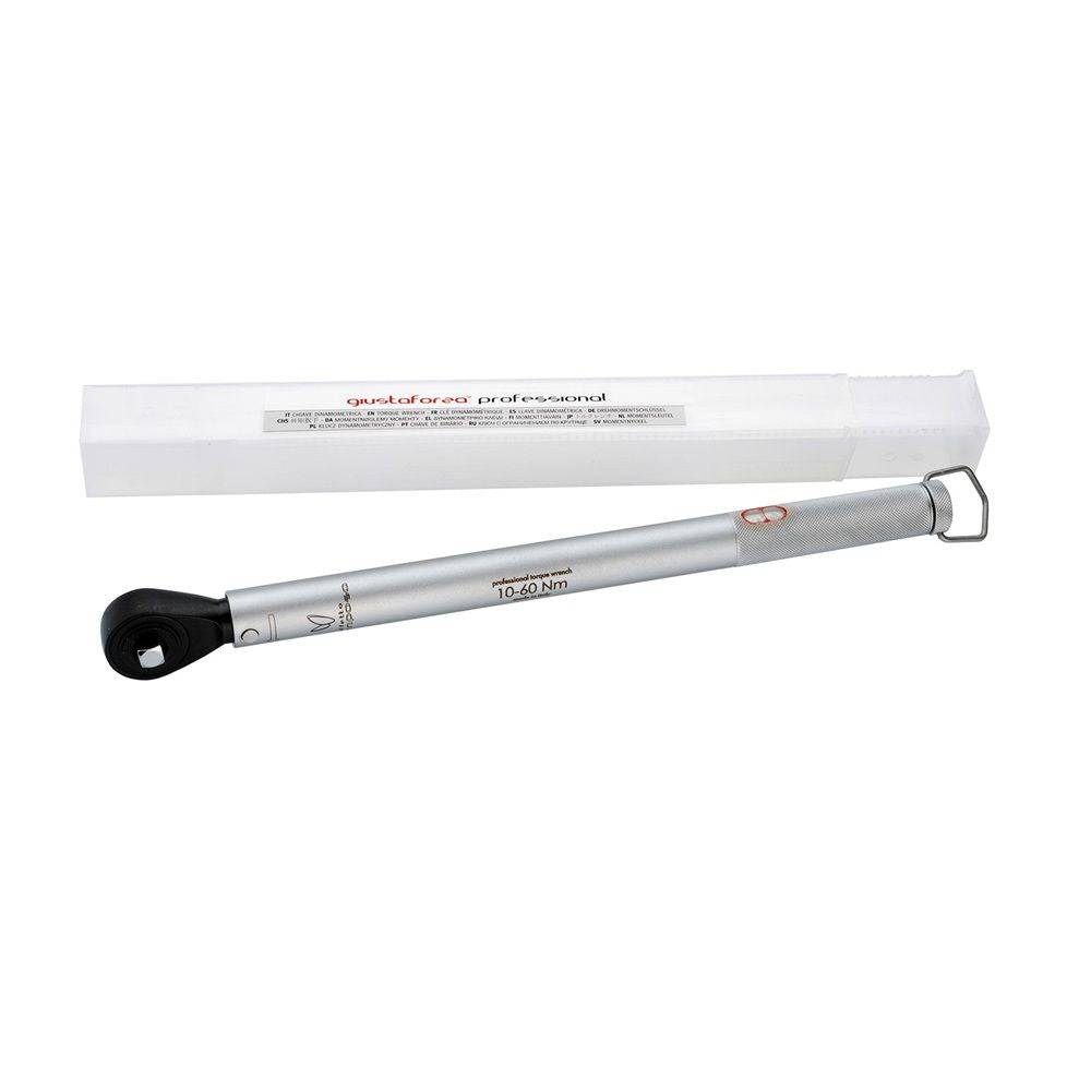 Effetto Giustaforza II 10-60 Pro torque wrench with 3/4-1/2 adapter for bike maintenance, workshop tool by Effetto Mariposa.