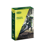 Fenwick's Drivetrain Cleaning Kit with foaming chain cleaner, chain sponge, and gear brush for bike maintenance.
