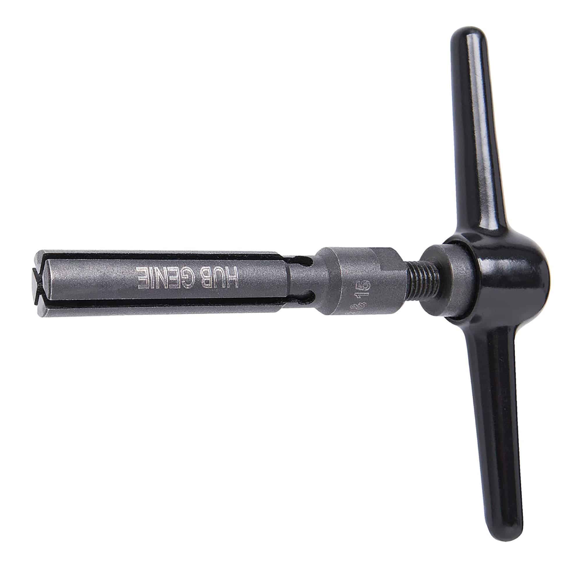 UNIOR Hub Genie tool for removing hub end caps, featuring 12mm, 15mm, and 20mm axles, workshop bike maintenance tool.