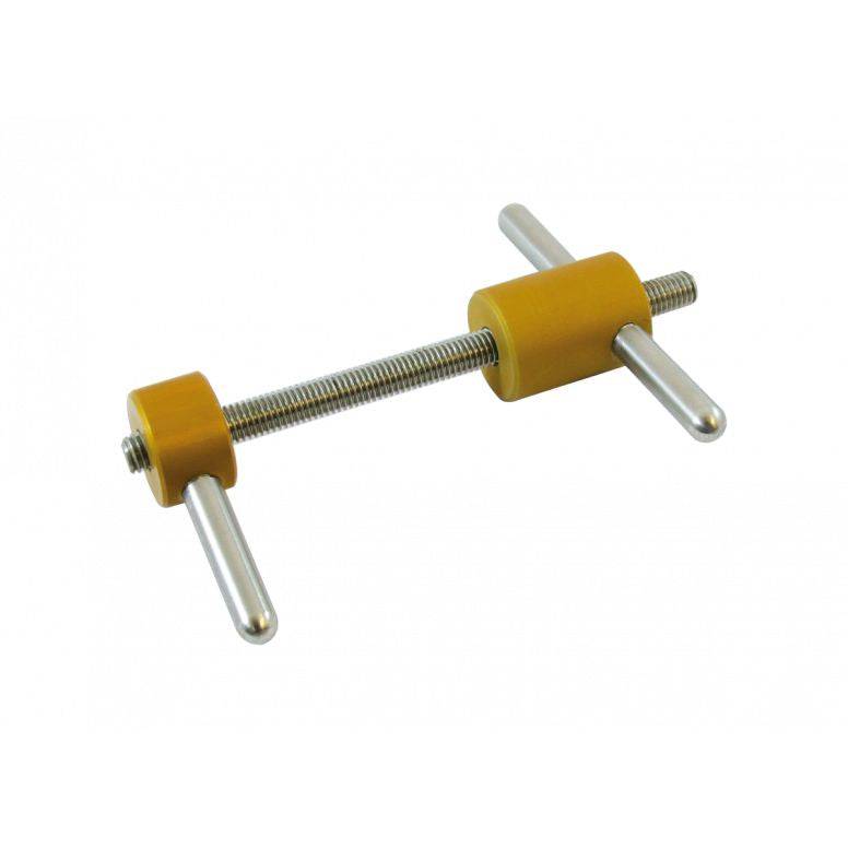 RRP Rapid Racer Products gold bearing press with CNC machining and optional adaptor kits, used in workshop applications.