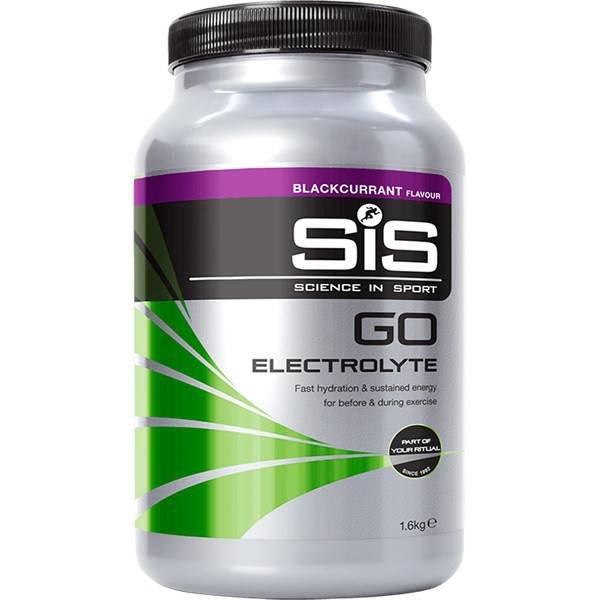 Science In Sport GO electrolyte drink powder in a scoop, designed for energy and hydration boost, with colorful packaging.