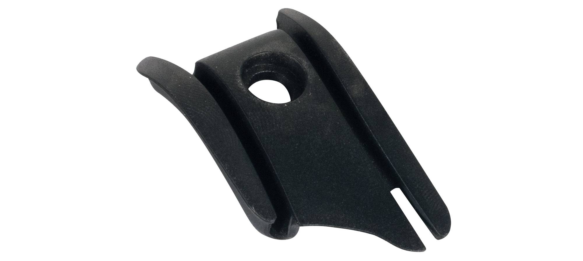 Trek Madone 6 Series black bottom bracket cable guide, durable component for bike cable routing and protection.