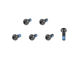 Set of six Bontrager M5x0.8 button head cap screws for bike frame components, showing shiny metal screws with threading.