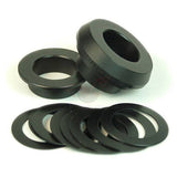 Wheels Manufacturing BBRight to 24mm crank spindle shims for Shimano HollowTech-II bike components, shown in black.