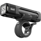 Knog Blinder Pro 700 front bike light showing its compact design, USB-C port, waterproof IP67 rating, and bright LED beam.