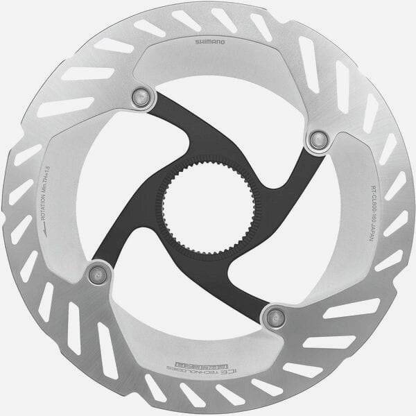Shimano Ultegra RT-CL800 Ice Tech FREEZA 160mm center lock brake rotor with external lockring for road bikes.