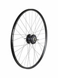 Bontrager Connection Alfine 700c rear wheel with 32H black alloy rim and 8-speed internal gear hub for bike components.