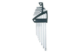 Silver Topeak Duohex 7-piece ball end hex key wrench set for bike and workshop repairs, featuring ergonomic handles and precise tips.