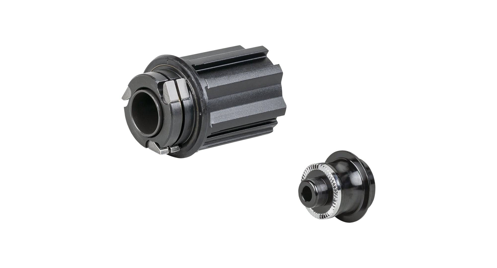Bontrager Race X Lite Campagnolo v2 11-speed freehub body on a bike hub, compatible with 130mm old hub spacing.