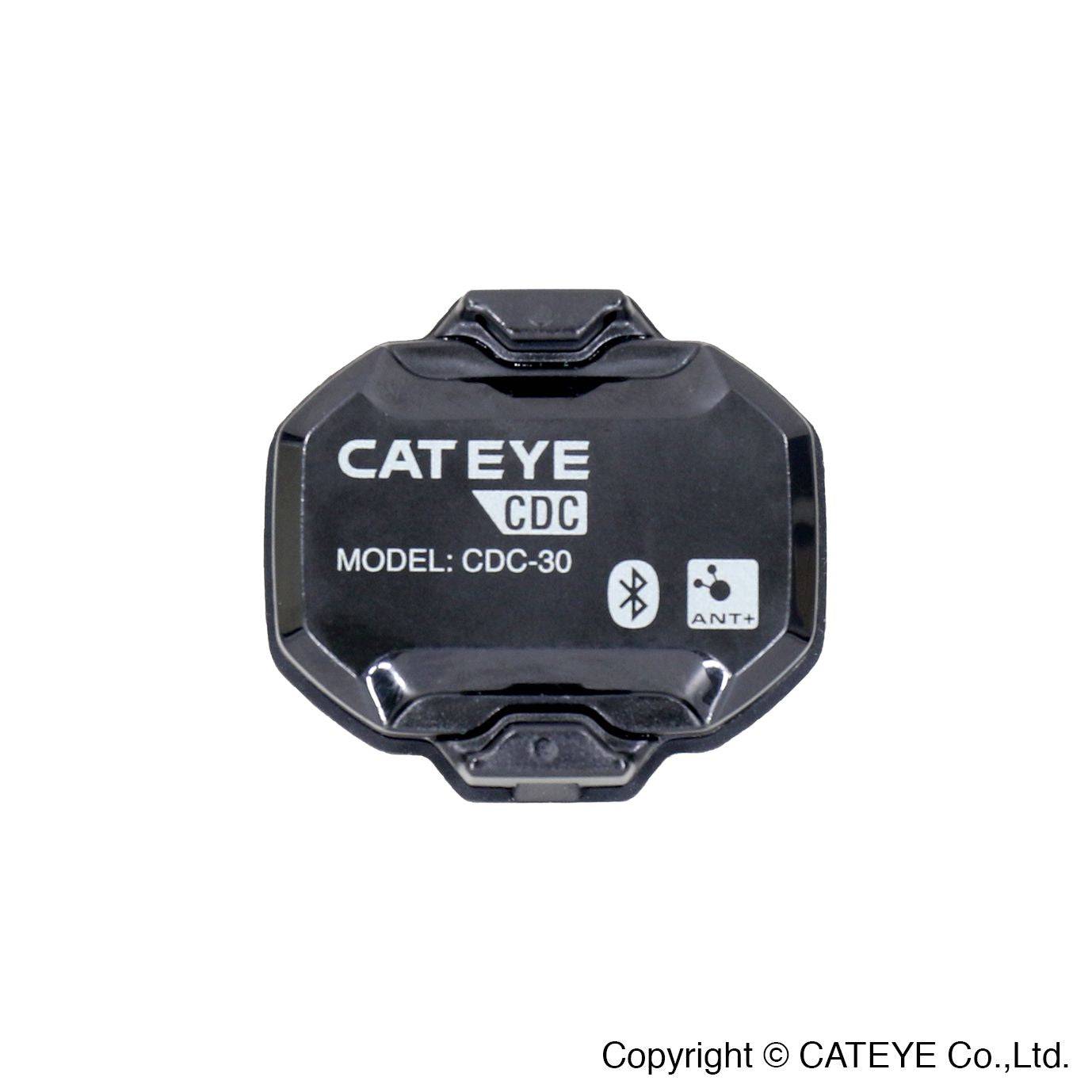 Cateye Magnetless Cadence Sensor with Bluetooth and ANT+ for cycling, waterproof IPX7, compact bike accessories.