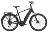 Trek Verve+ 3 electric hybrid bike with Bosch motor, pedal-assist, and smart connectivity, shown from a side view.