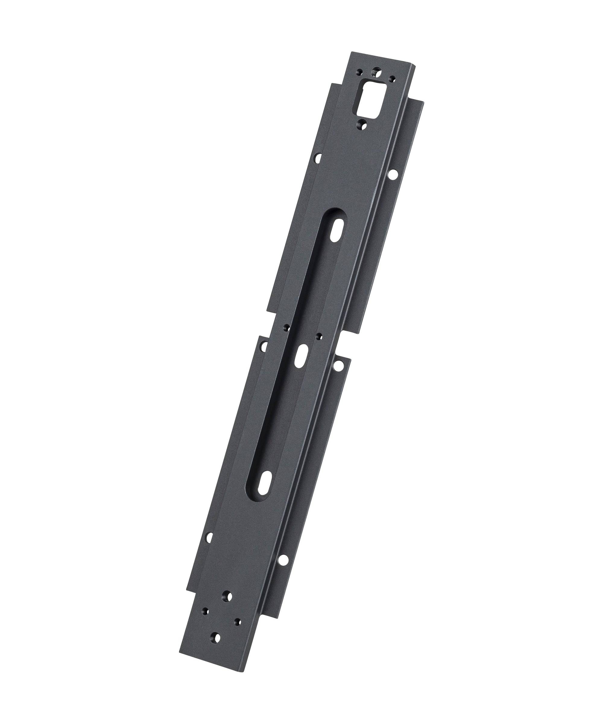 Silver Trek Range Boost Rail Mount Plate for bike accessories, durable and versatile, shown attached to a bike rail.