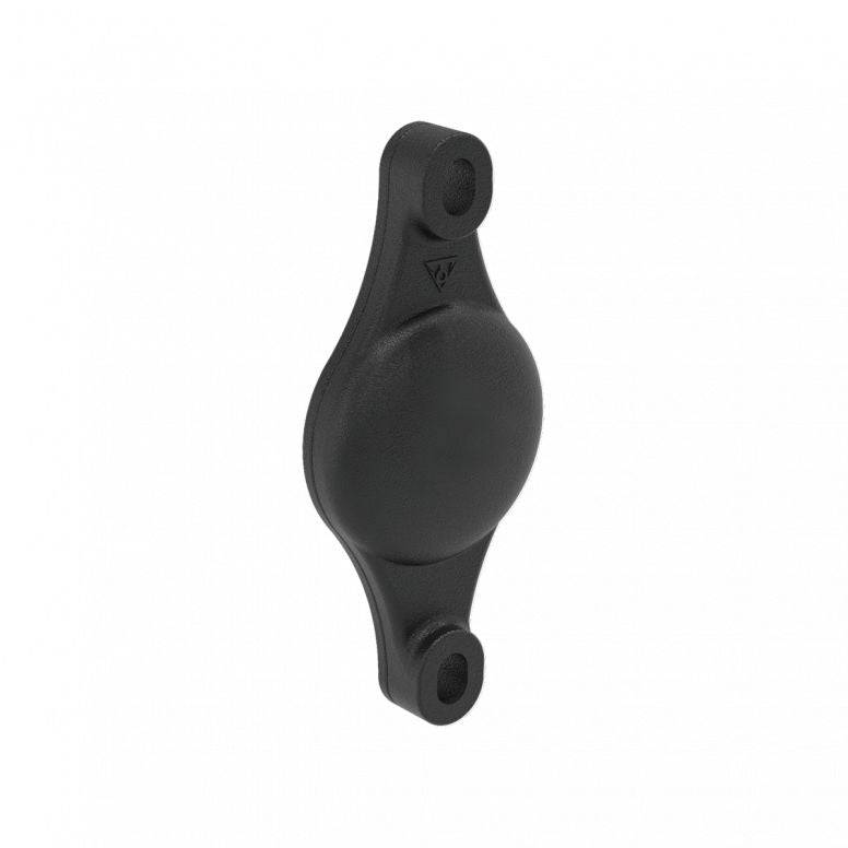 Topeak AirTag cage mount with anti-theft bolts for bike bottle cages in black, designed for secure GPS tracking accessories.