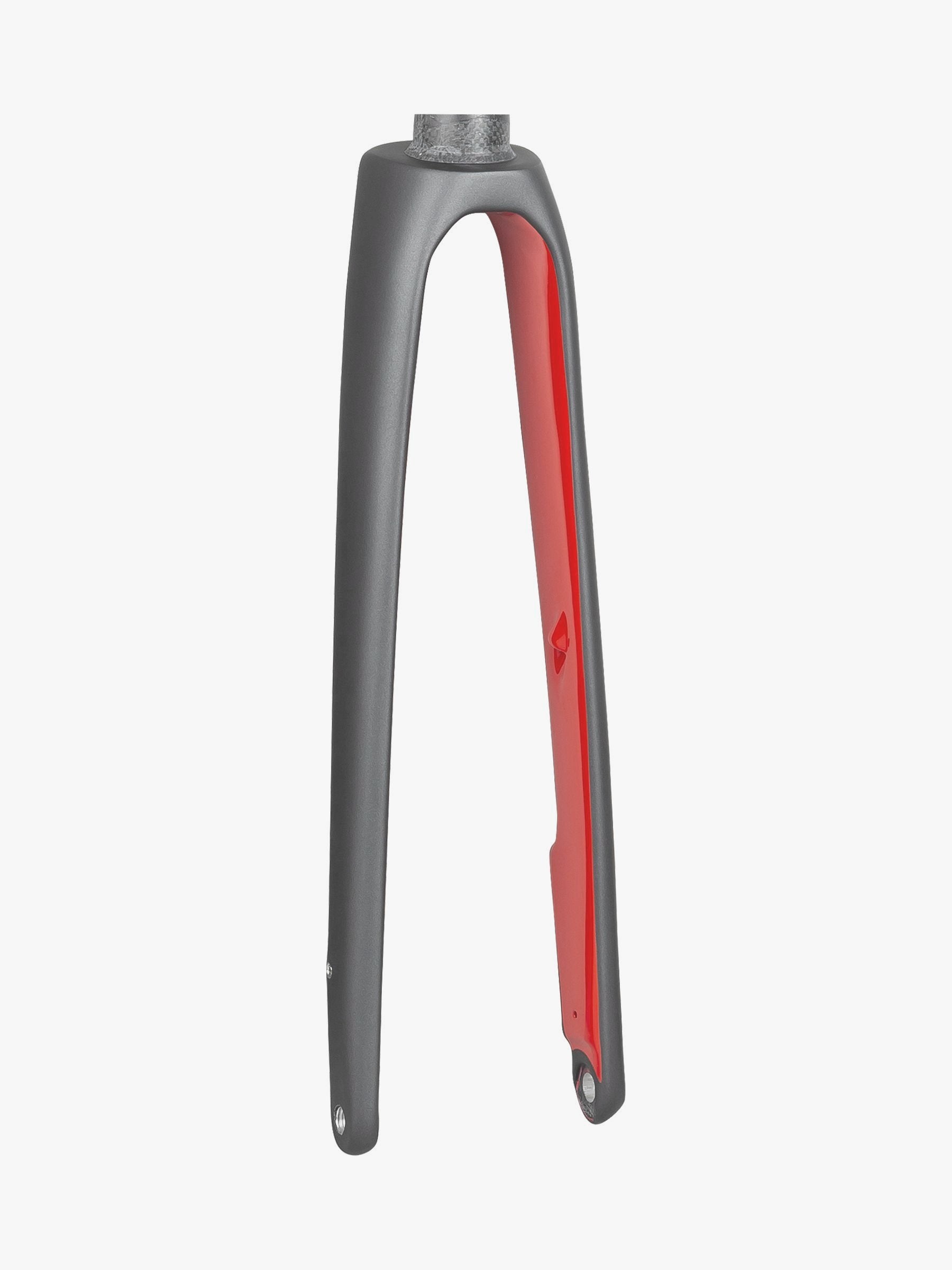 Trek Domane SLR 9 700C road bike fork in matte Dnister and Viper Red, lightweight carbon bike component.