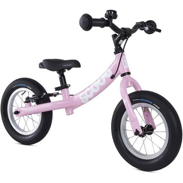Ridgeback Scoot balance bike for kids, small bike with blue frame and black tires, designed for children 90-100cm tall.