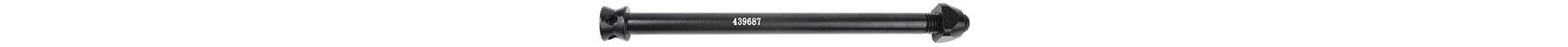 Black Trek Ticket Signature Rear Axle 142mm for rear hub replacement, shown with detailed threading and durable construction.