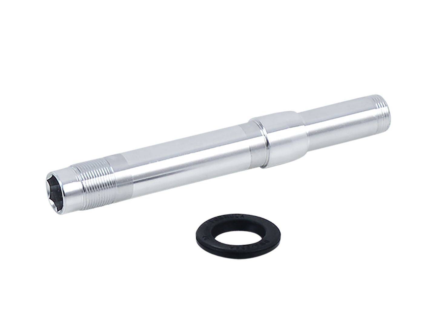 Black Bontrager Duster Elite Rear Axle Kit for bikes, 142mm OLD, rear component with durable construction and precise fit.