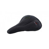 Bioflex OnGel Black narrow saddle cover with non-slip Xpanda stretch fit, designed to enhance bike saddle comfort and stability.