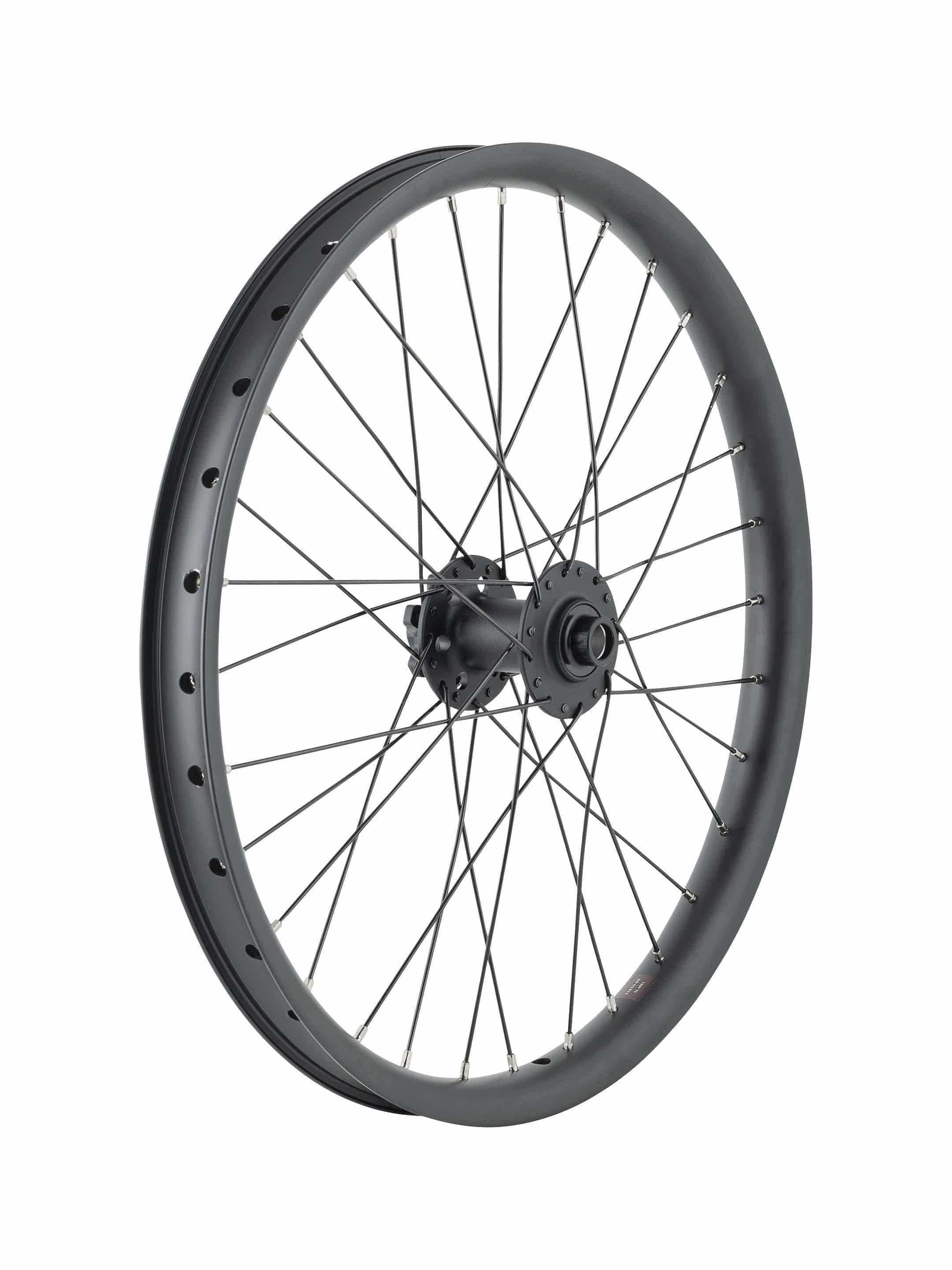 Trek 20-inch cargo bike wheel with 6-bolt disc brake mount, 32-hole durable MTB component for cargo bikes.