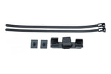 Topeak Race Rocket HPX bike pump bracket mount in black attached to a bike frame for secure storage.
