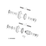 Sram freehub body replacement for MTH 406 wheel, showing a close-up of the spare parts kit with metal components.