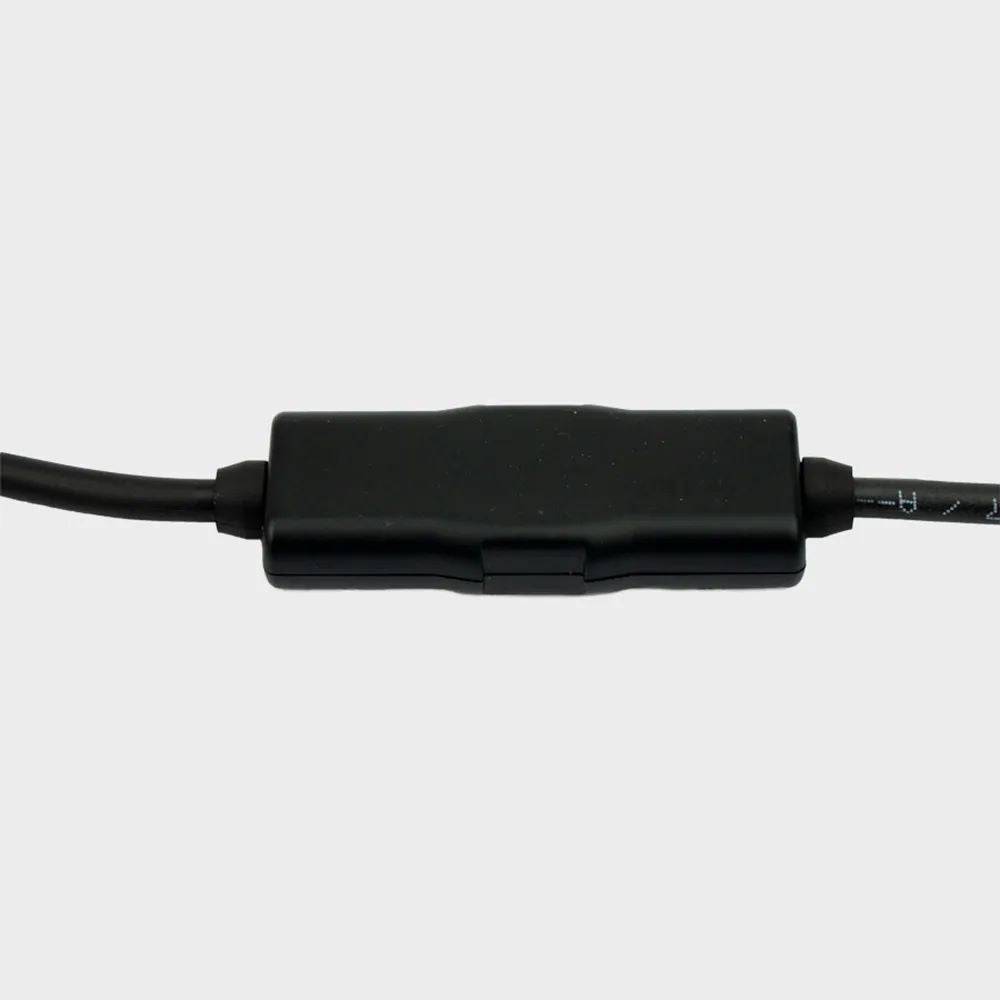 Fazua Ride 50 12V connector box for e-bike lighting control with Evation remote, shown with cables and connection ports.