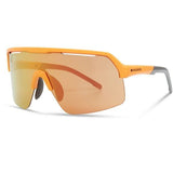 Madison Eyewear Crypto Air Mango Orange sunglasses with 3 lenses including fire mirror and amber clear options.