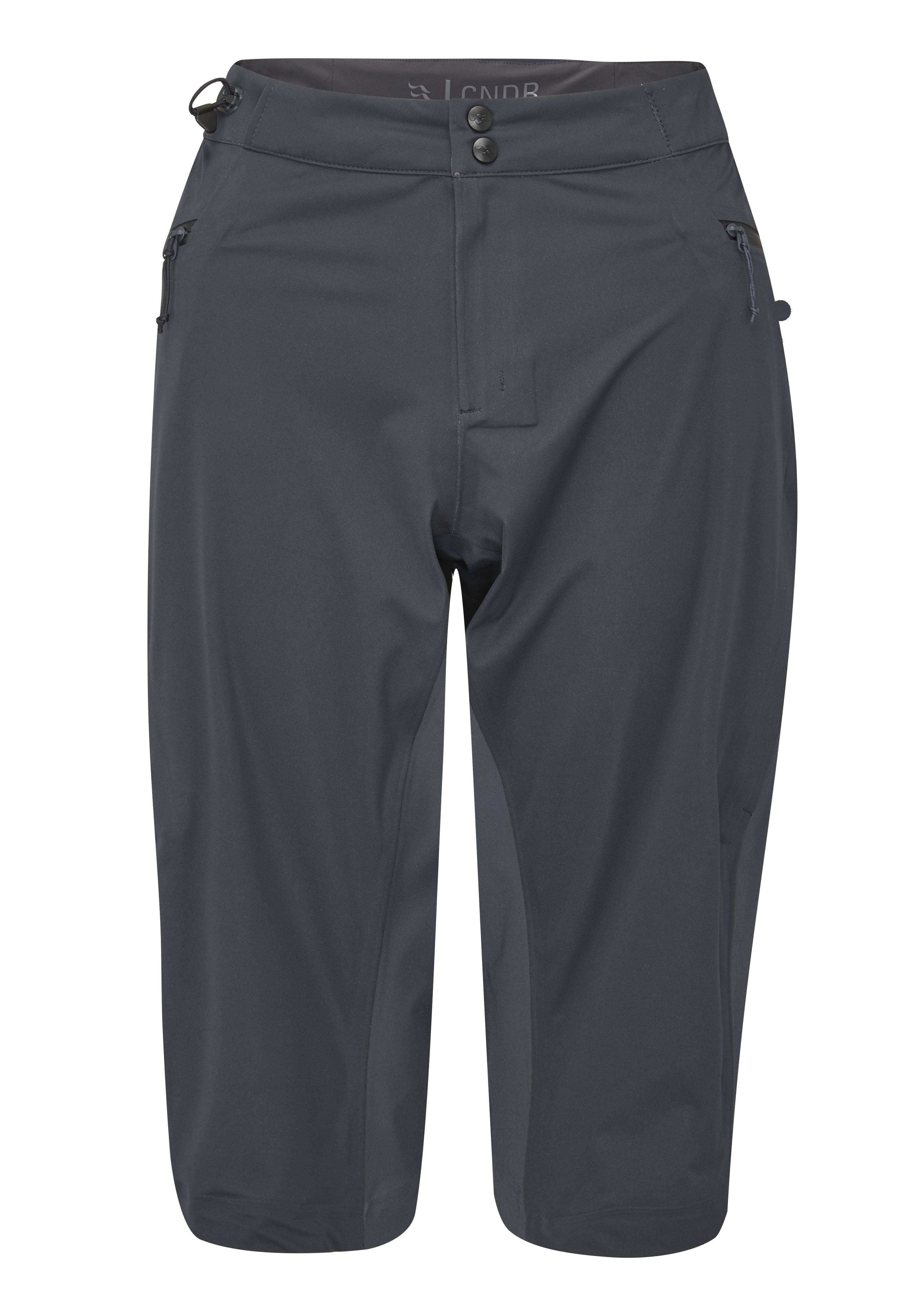 Rab Cinder Kinetic women's cycling shorts with reinforced fit and adjustable waist, designed for comfort and performance during rides.