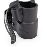 Park Tool 2848AC accessory collar for PCS-9.2/9.3/10.2/10.3 repair stands, shown attached to workshop bicycle repair stand.