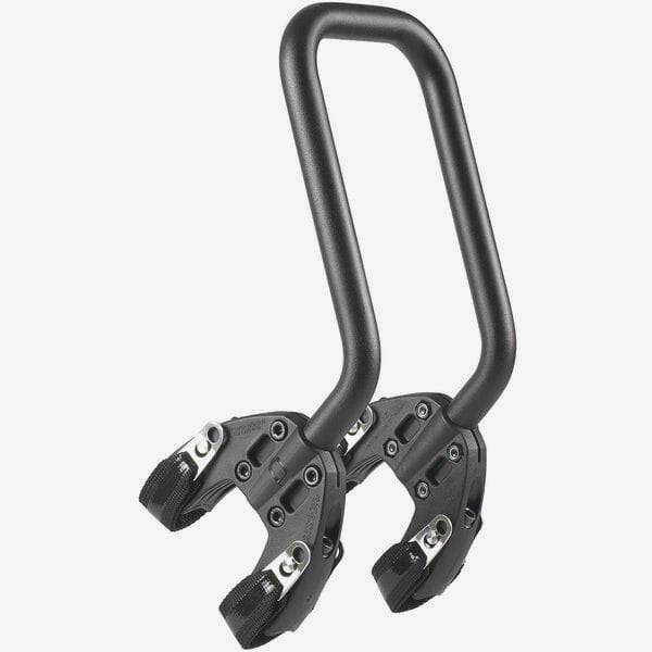 Aeroe Spider front rack for MTB and eMTB bikes with quick-release system, mounted on a mountain bike frame.