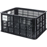 Large Basil Bicycle Crate in black, 40L capacity, made from recycled synthetic material, designed for bike accessories.