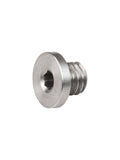 Trek derailleur hanger button head bolt in silver, 6mm x 4mm, for bike frame components, shown in close-up on a white background.