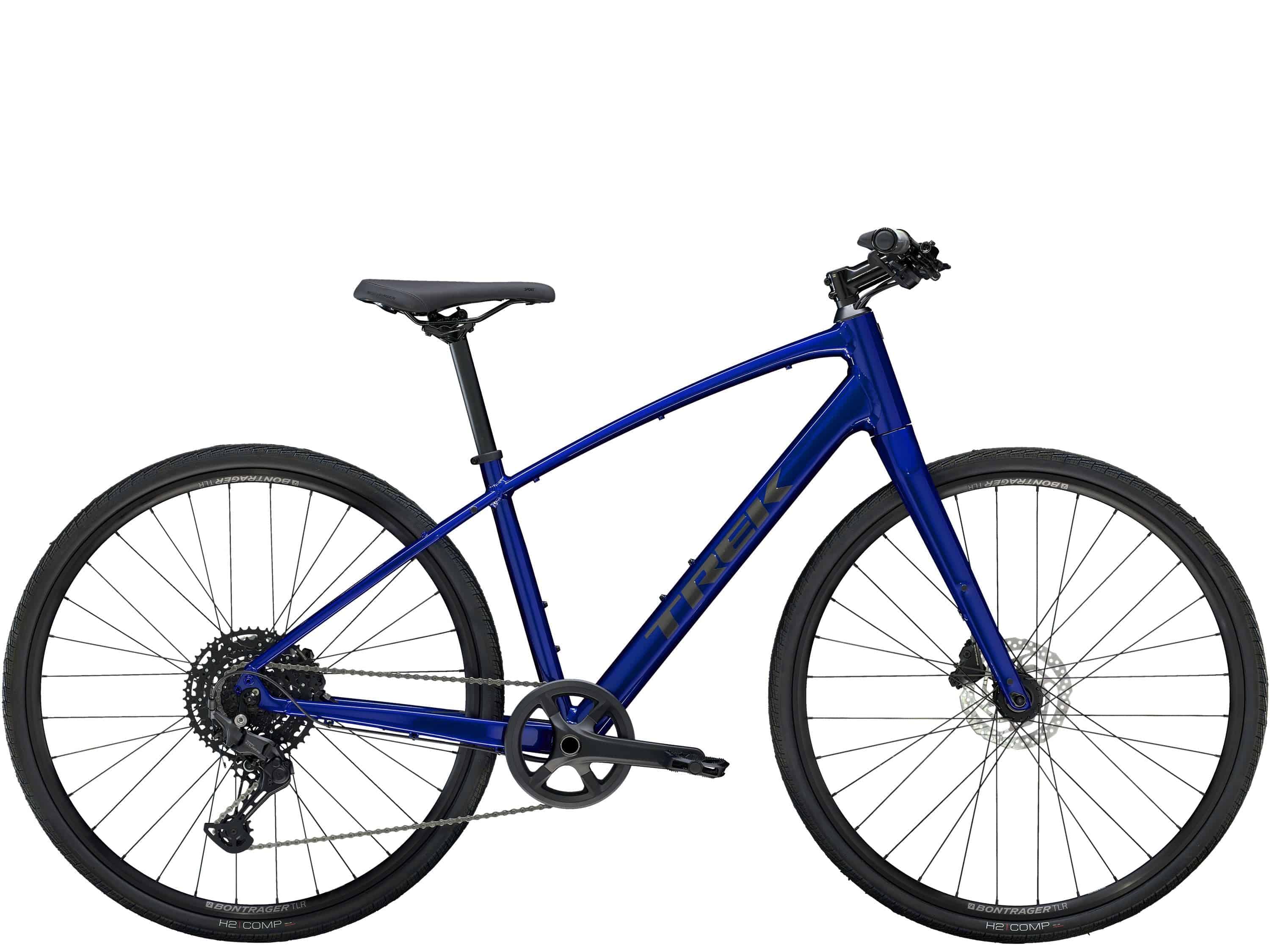 Trek FX 3 hybrid bike 2025 for commuting and fitness, black frame with ergonomic handlebars and 700c wheels.
