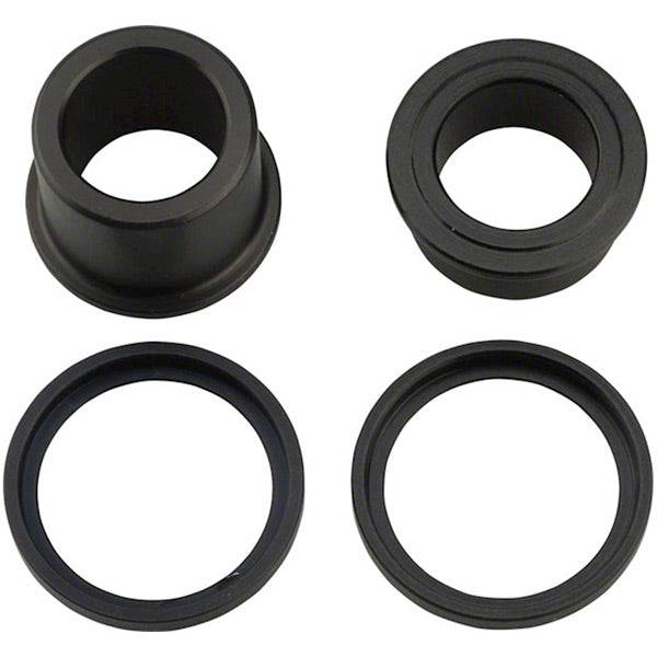 DT Swiss front wheel kit with 100mm/15mm boost adapters for 350/370 hubs, showing wheel components and quick-release skewer