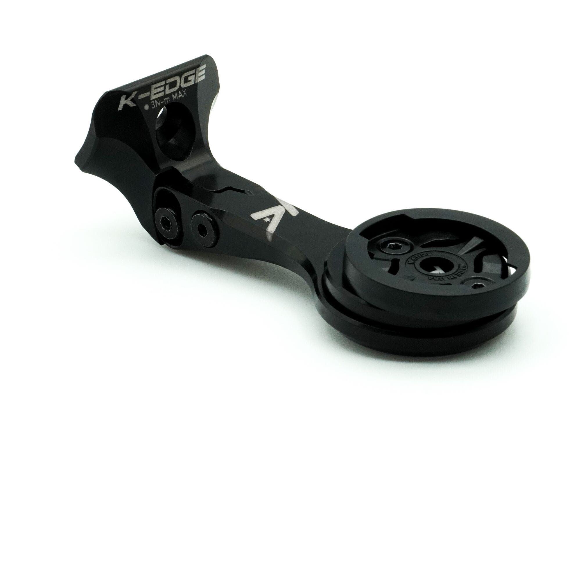 K-Edge Off-Set Spacer accessory for Garmin EDGE 1050, shown attached to a cycling mount, enhancing bike computer positioning.