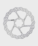 Galfer Wave Road disc rotor with 6-bolt mount, designed for road, gravel, and cyclocross bikes, showing the rotor's wave pattern and mounting holes.