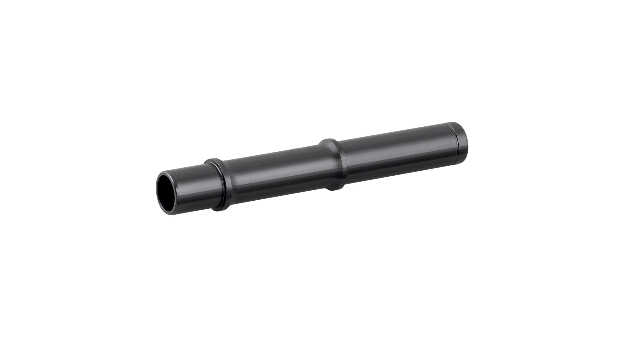 Black Bontrager Ratchet EXP 142mm rear axle for road disc brake hubs, showcasing the durable component with detailed threading.