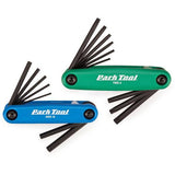 Park Tool FWS-2 fold-up wrench set with hex and Torx® sizes, compact workshop tool kit, open view showing wrenches and handle