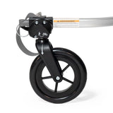 Burley 1 Wheel Stroller Kit for bike trailers, mounted on a trailer with a sturdy wheel and mounting hardware for easy attachment.