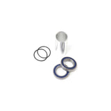 Easton Havoc front hub rebuild kit with genuine components for bike maintenance, showing various spare parts and tools.