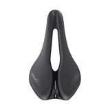 Selle Italia Novus Boost Evo TM Superflow gravel bike saddle in black with ergonomic design and branding visible.