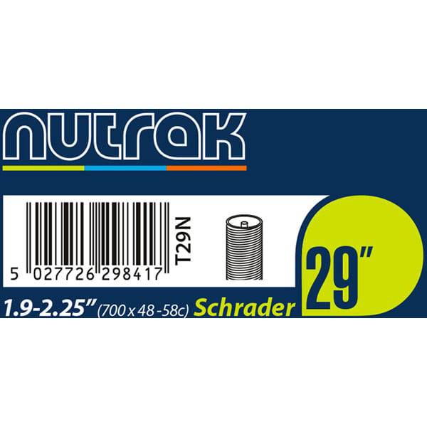 Nutrak 29-inch Schrader valve inner tube for bicycle tires, suitable for 29-inch wheel sizes and various bike models.