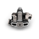 Garmin Rally XC110 single-sensing power meter pedals with Shimano SPD compatibility, showing pedal body and cleat interface.