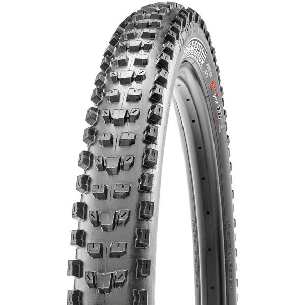 Maxxis Dissector 27.5x2.6 tubeless folding mountain bike tire with dual compound and EXO protection, shown with tread pattern.
