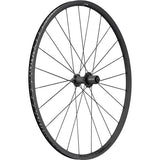 DT Swiss PR 1400 DICUT Oxic clincher front wheel with 21x18mm QR for road bikes, mounted and ready for riding.